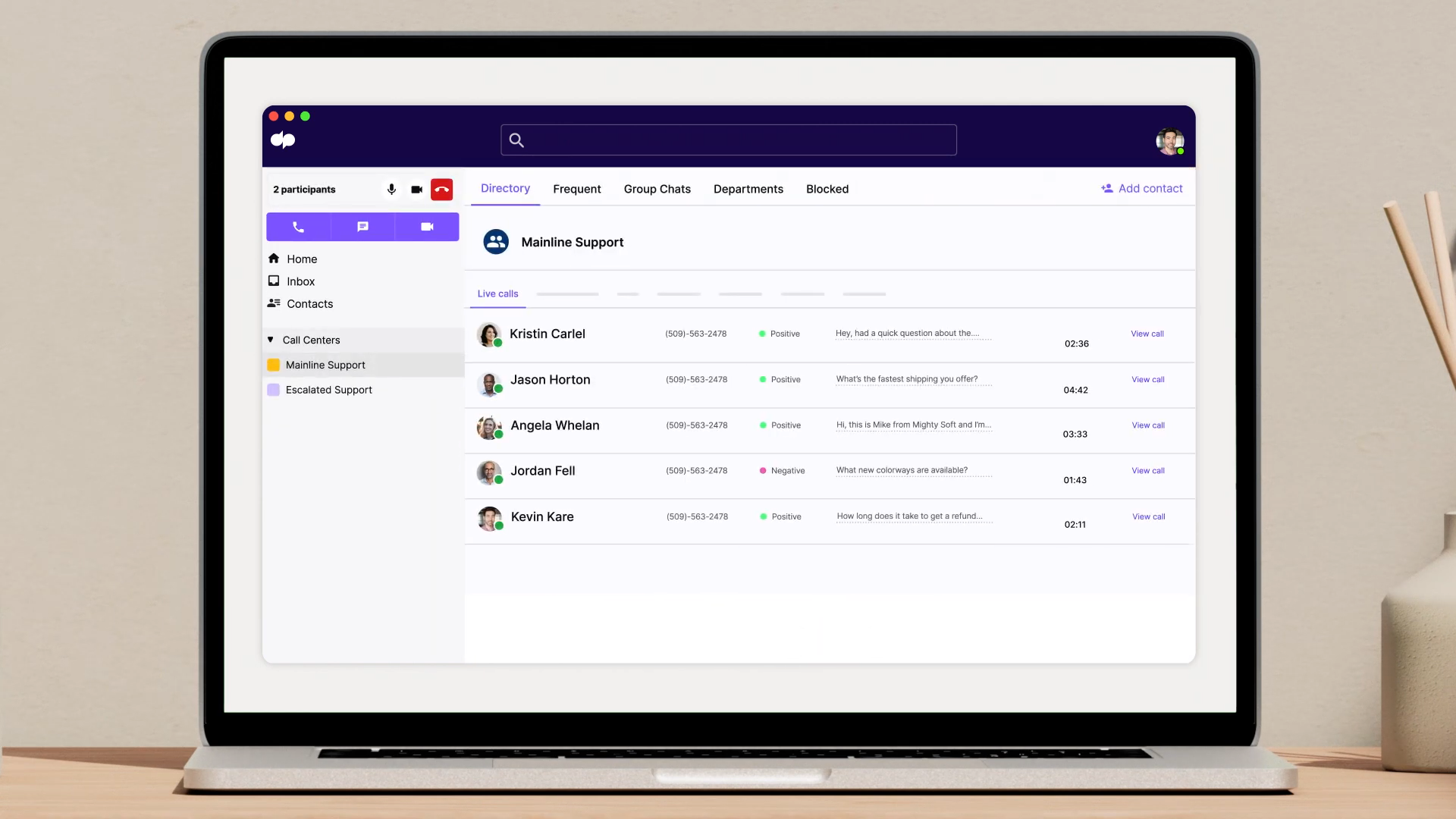 Dialpad interface cloud phone system
