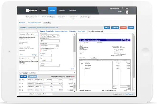 Sap Concur interface invoice approval Software