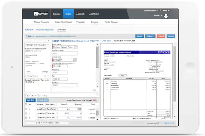 Sap Concur interface invoice approval Software