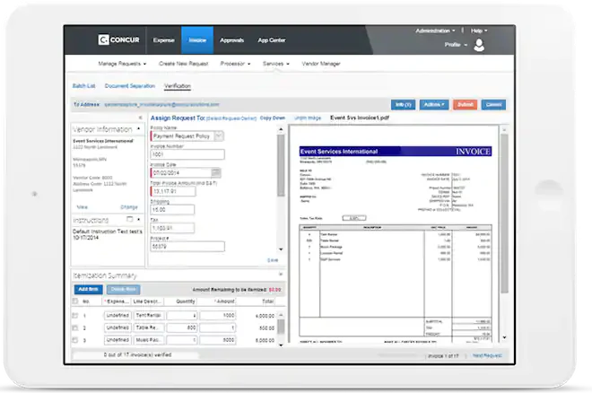 Concur Software User Interface Top 7 invoice approval software