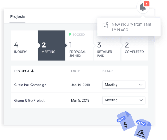 HoneyBook interface Invoice approval software