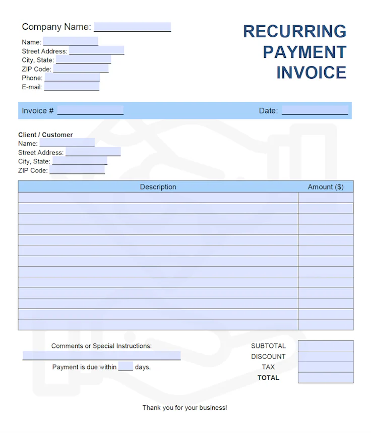 recurring invoice template