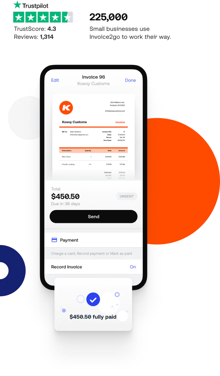 Invoice2go interface mobile invoicing software