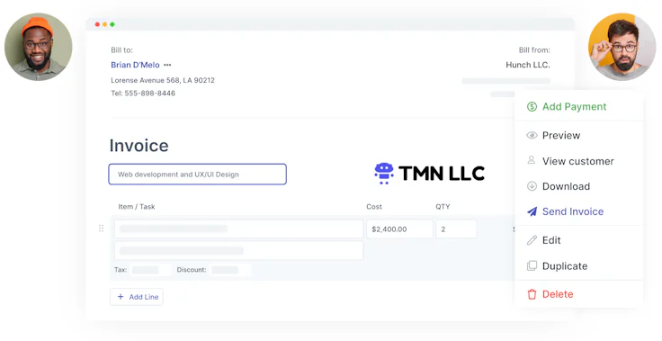 InvoiceQuick interface Mobile invoicing software