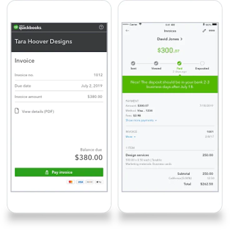 QuickBooks Interface mobile invoicing software