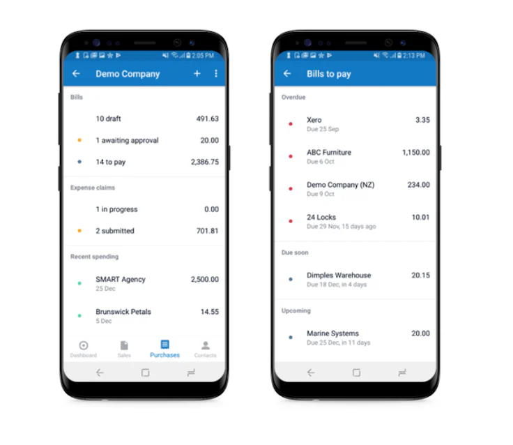 Xero interface mobile invoicing software