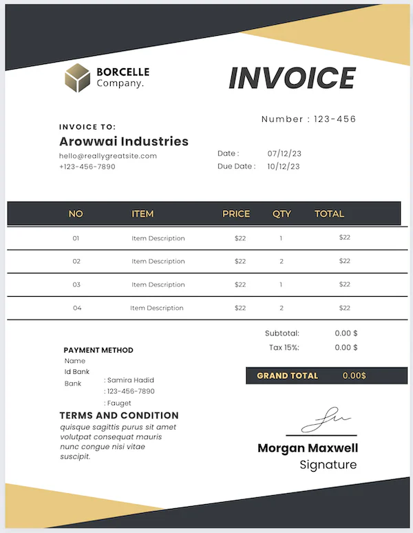 Email invoice template - pro template