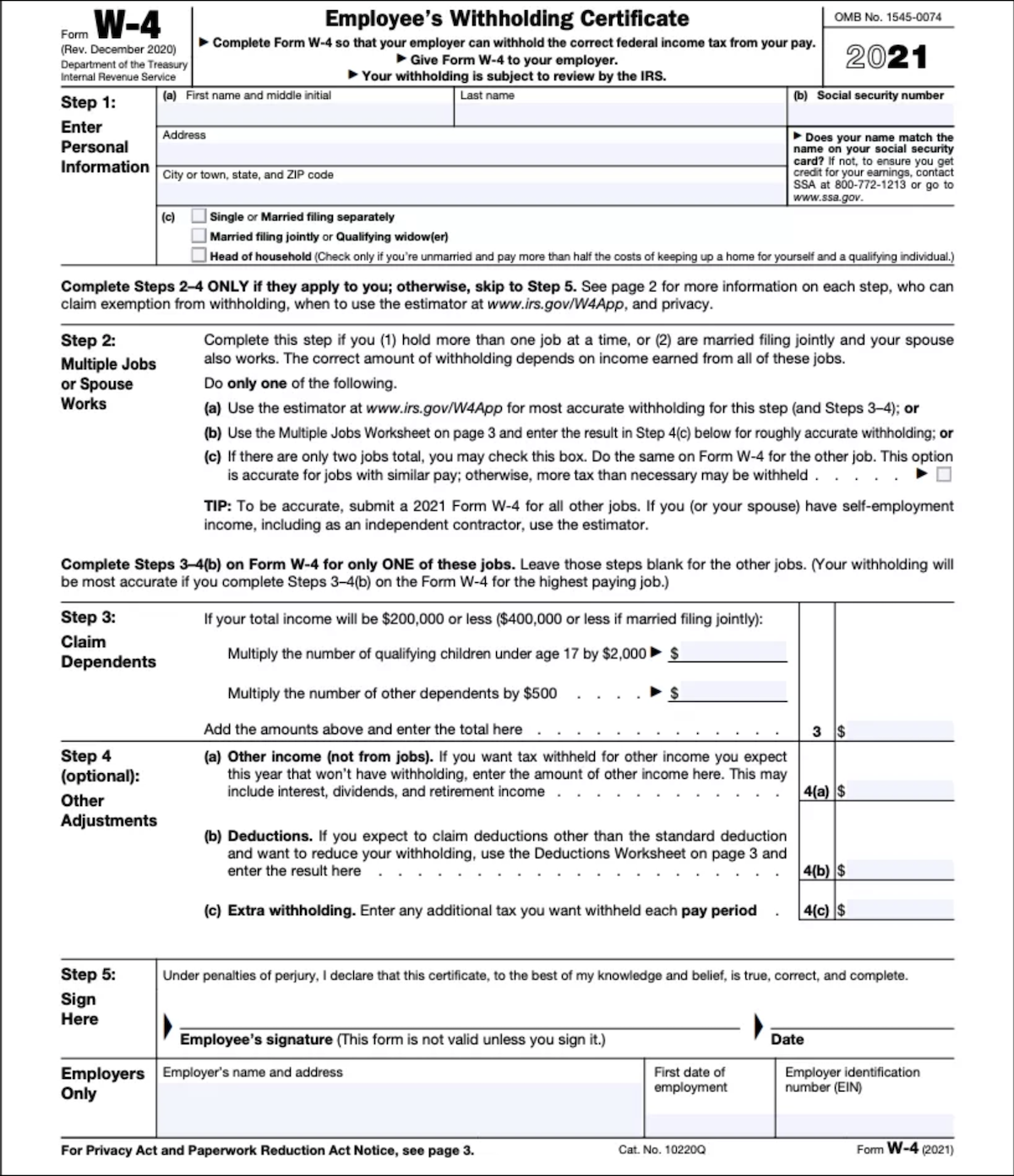 US Form W-4