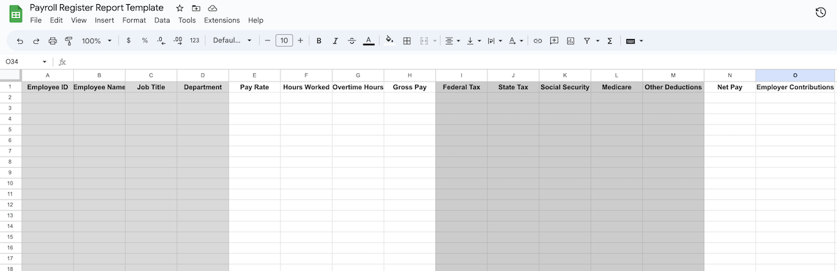 sample payroll report template