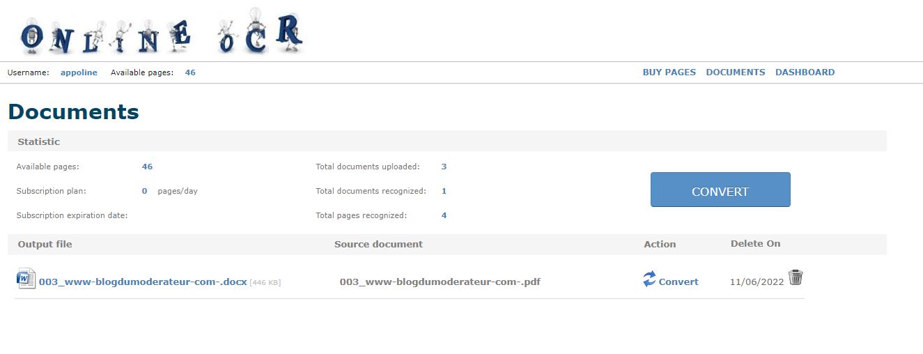 Logiciel OCR : Online OCR
