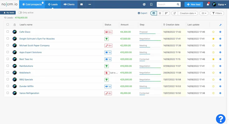 Meilleur CRM : noCRM.io