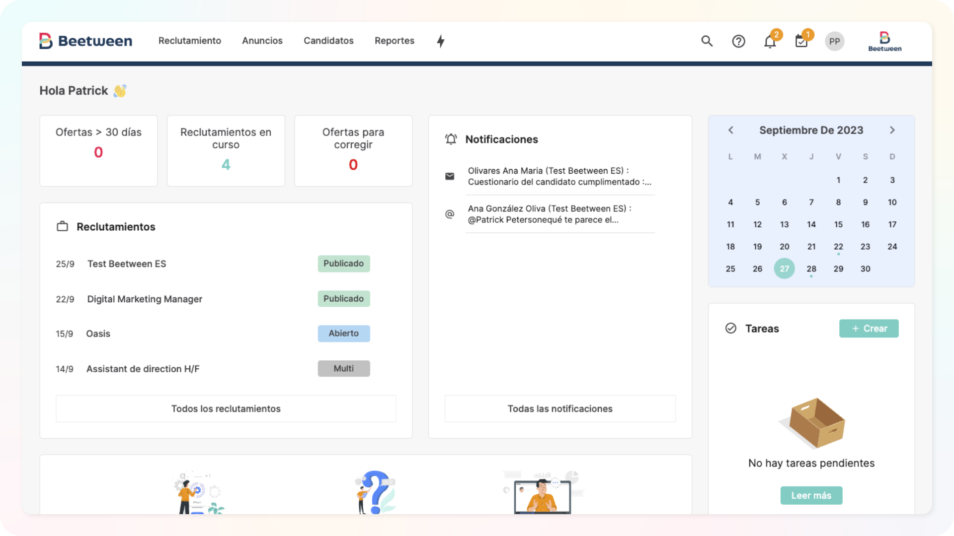 Beetween software de reclutamiento - cuadro de mando