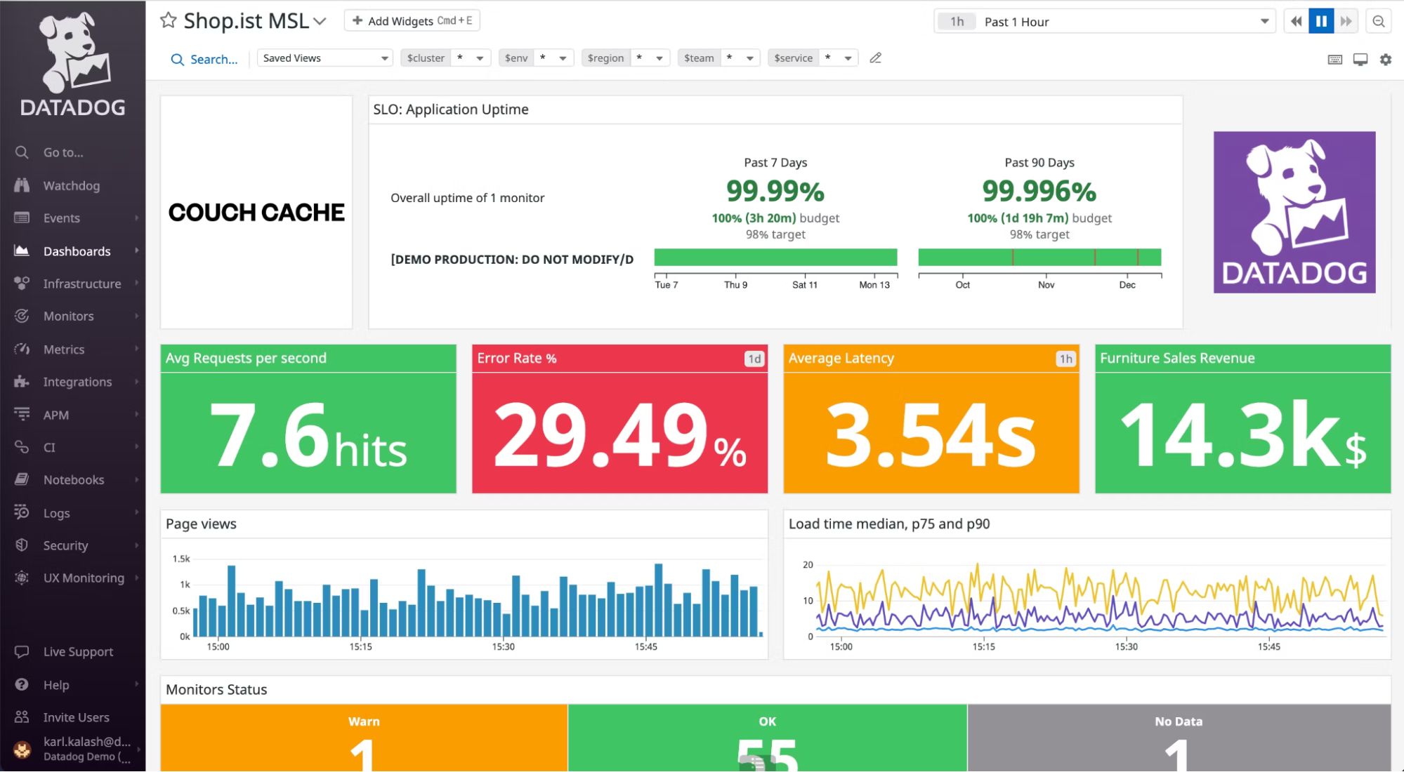 Datadog interface analyse réseau