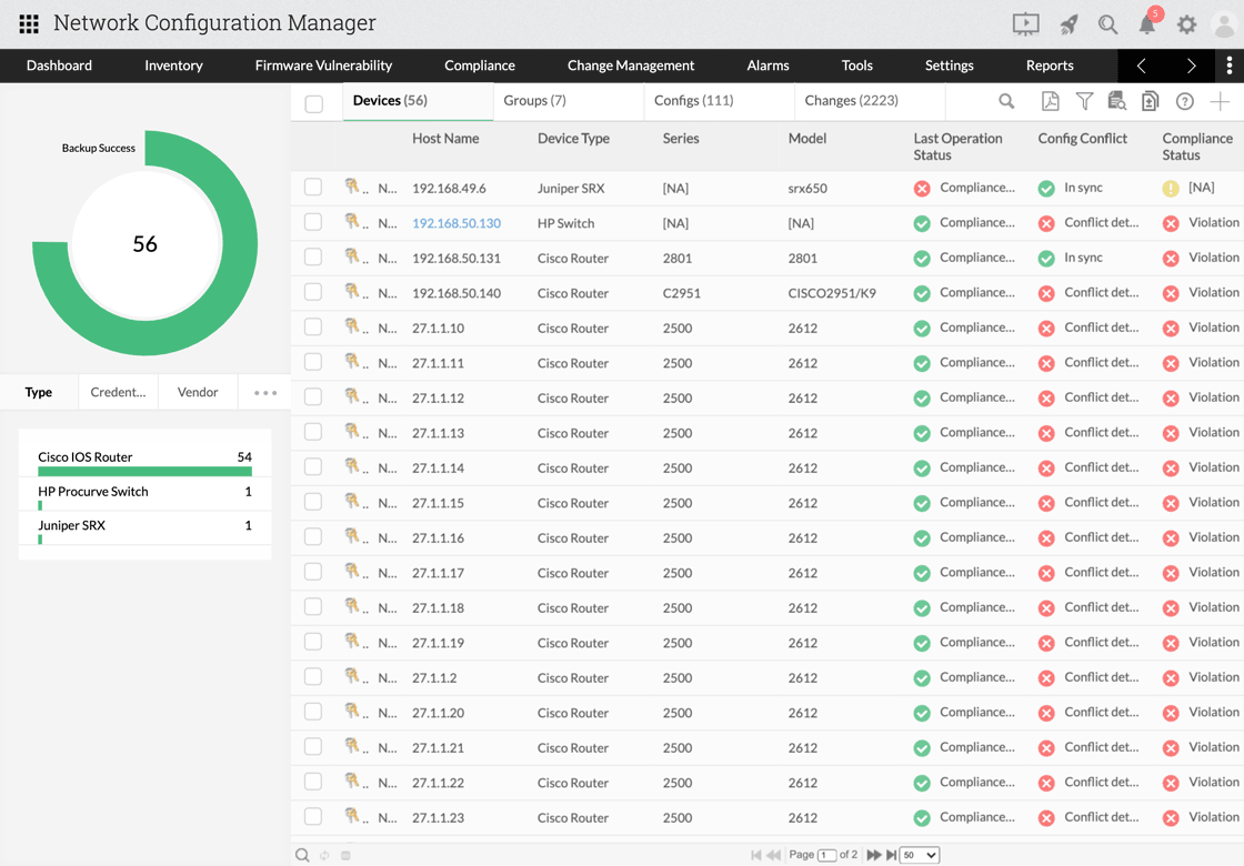 ManageEngine Site24x7 interface analyse réseau