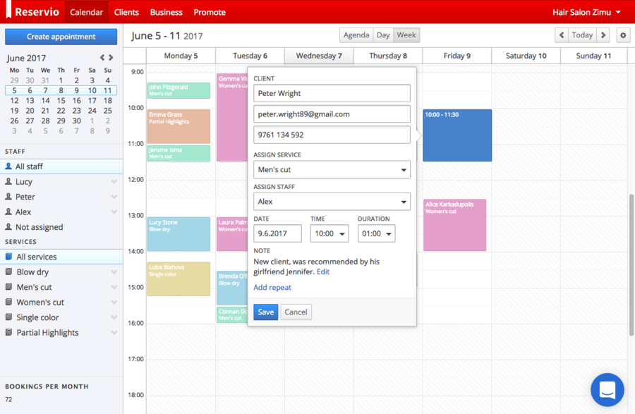 Reservio screenshot