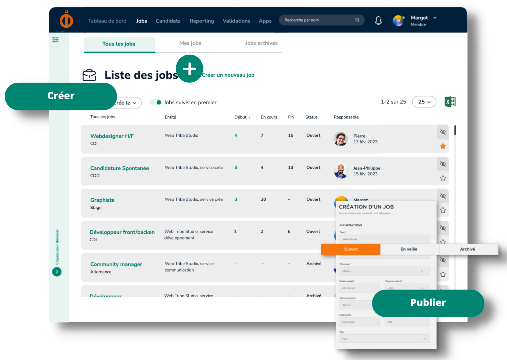 Capture d'écran logiciel recrutement Jobaffinity