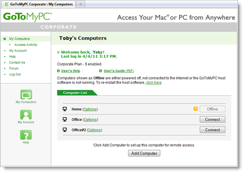 Interface GoToMypC