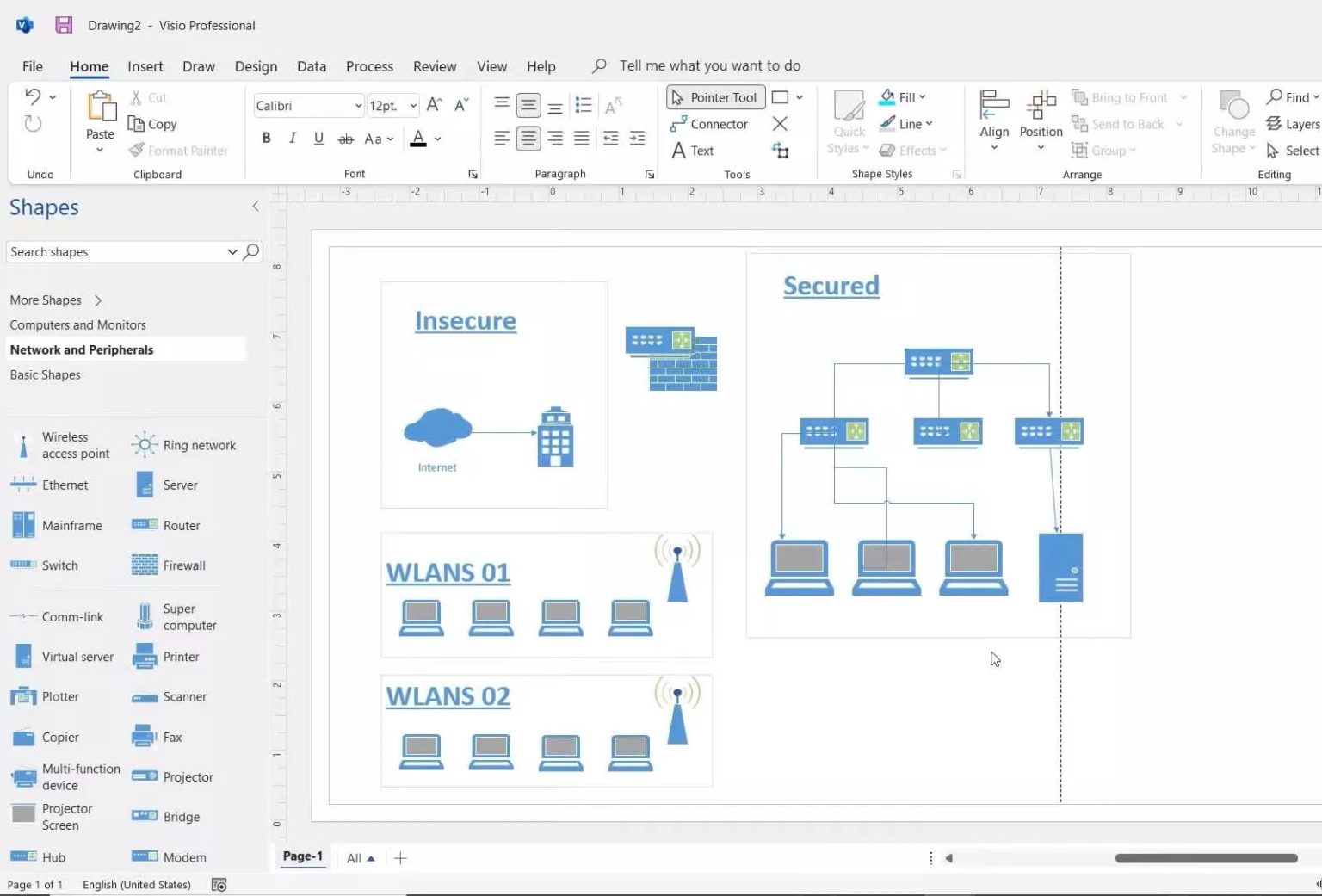 Aperçu de l'interface Microsoft Visio