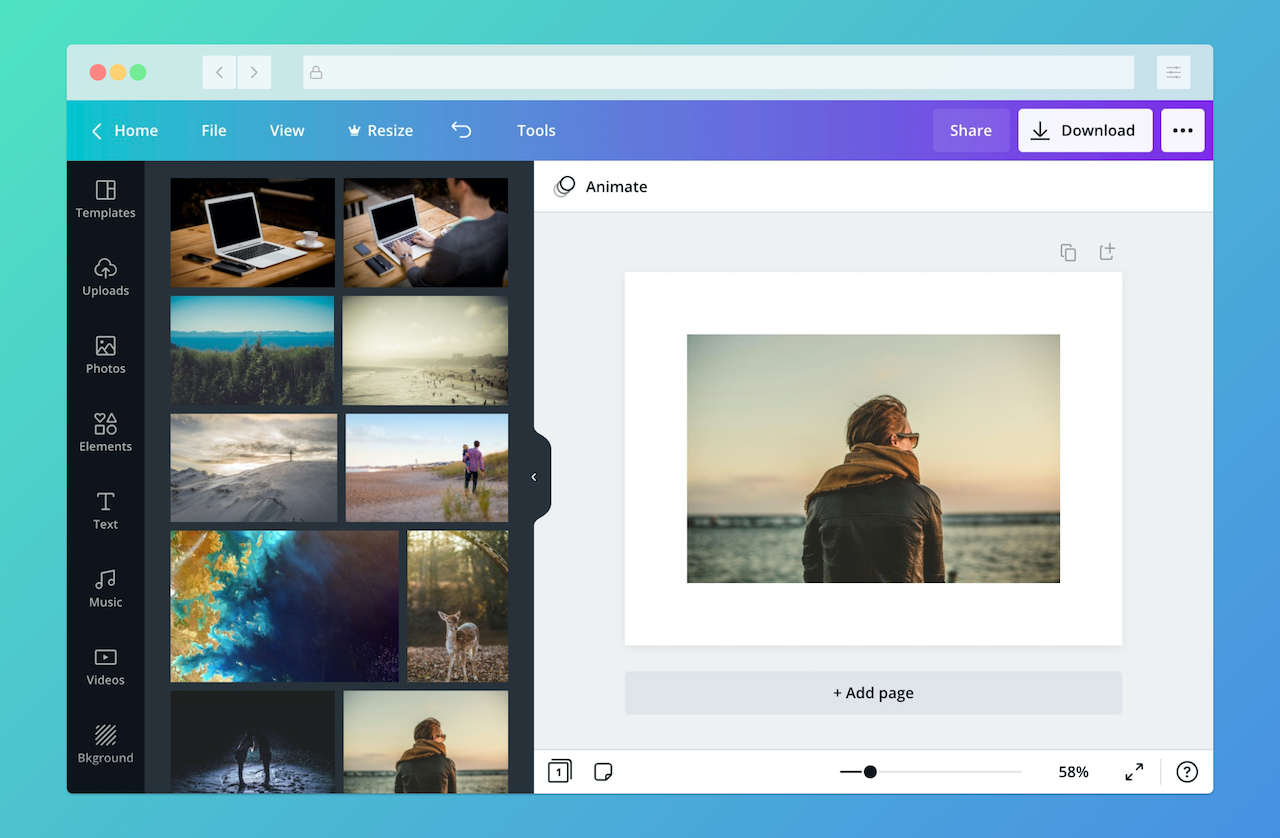 Capture d'écran de l'outil Canva