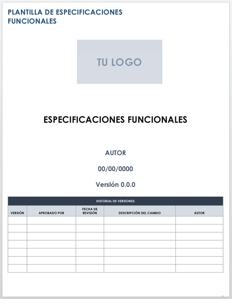 Ejemplo especificaciones funcionales
