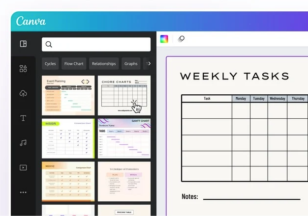 Tableur en ligne : Canva
