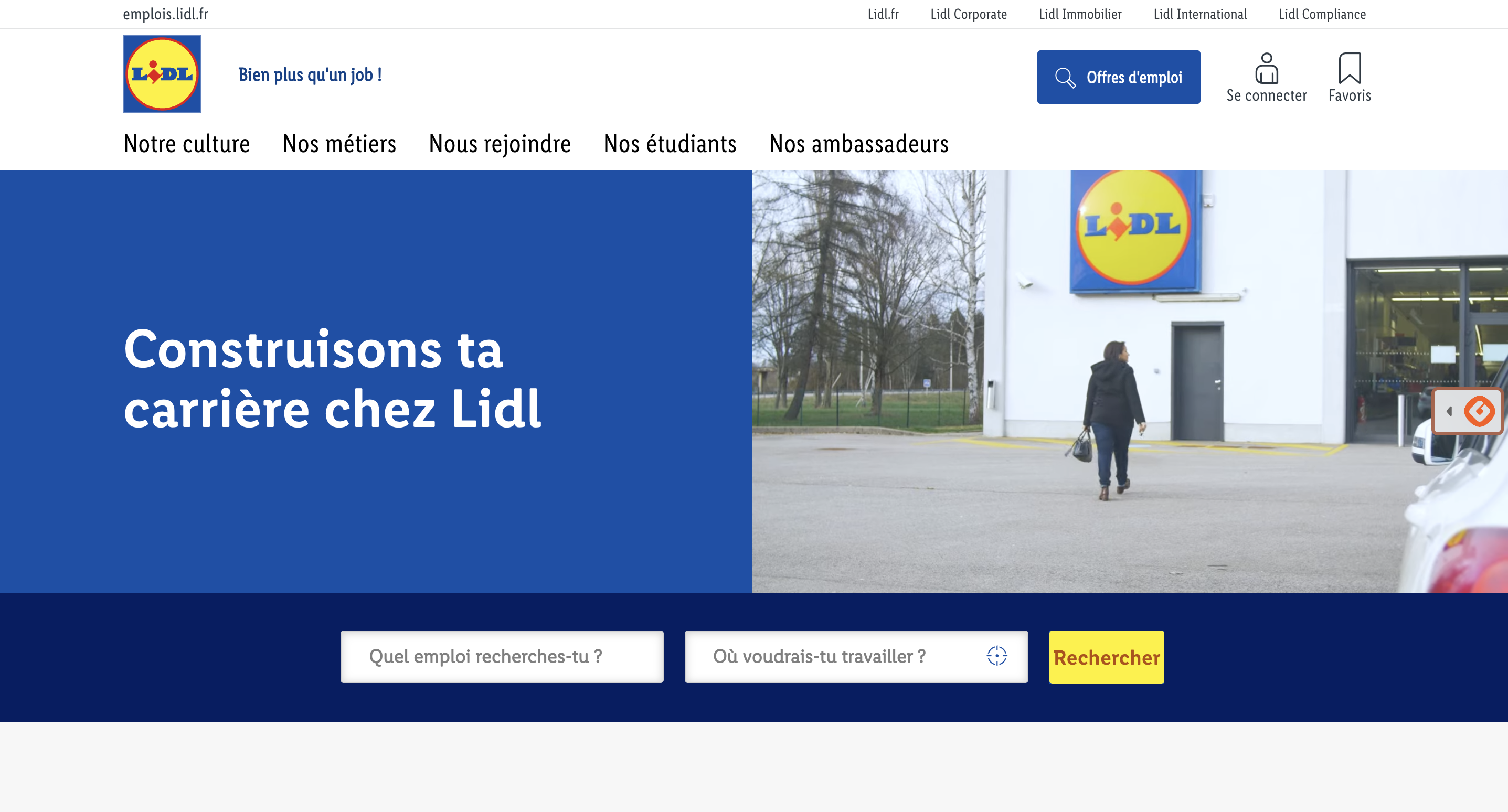Interface site carrière Lidl