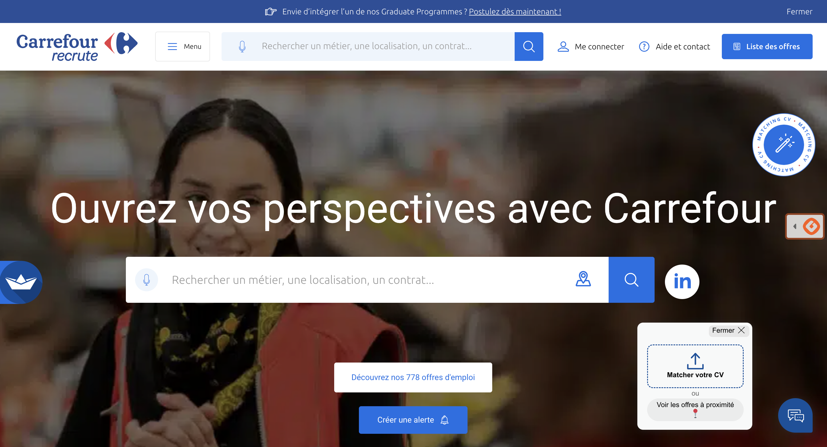 Interface site carrière Carrefour
