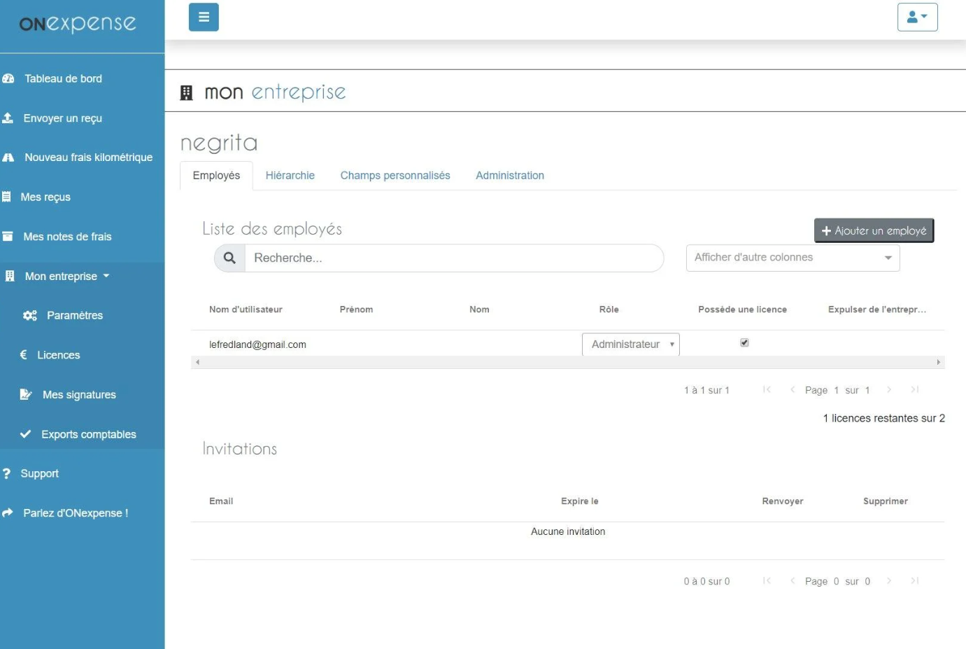 logiciel note de frais : onexpense
