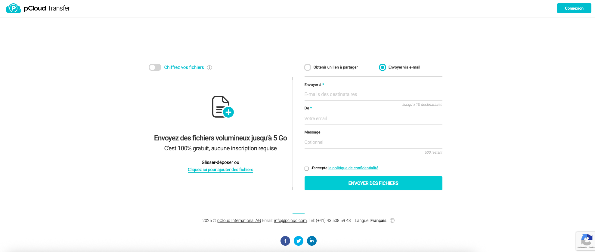 pCloud Transfer interface