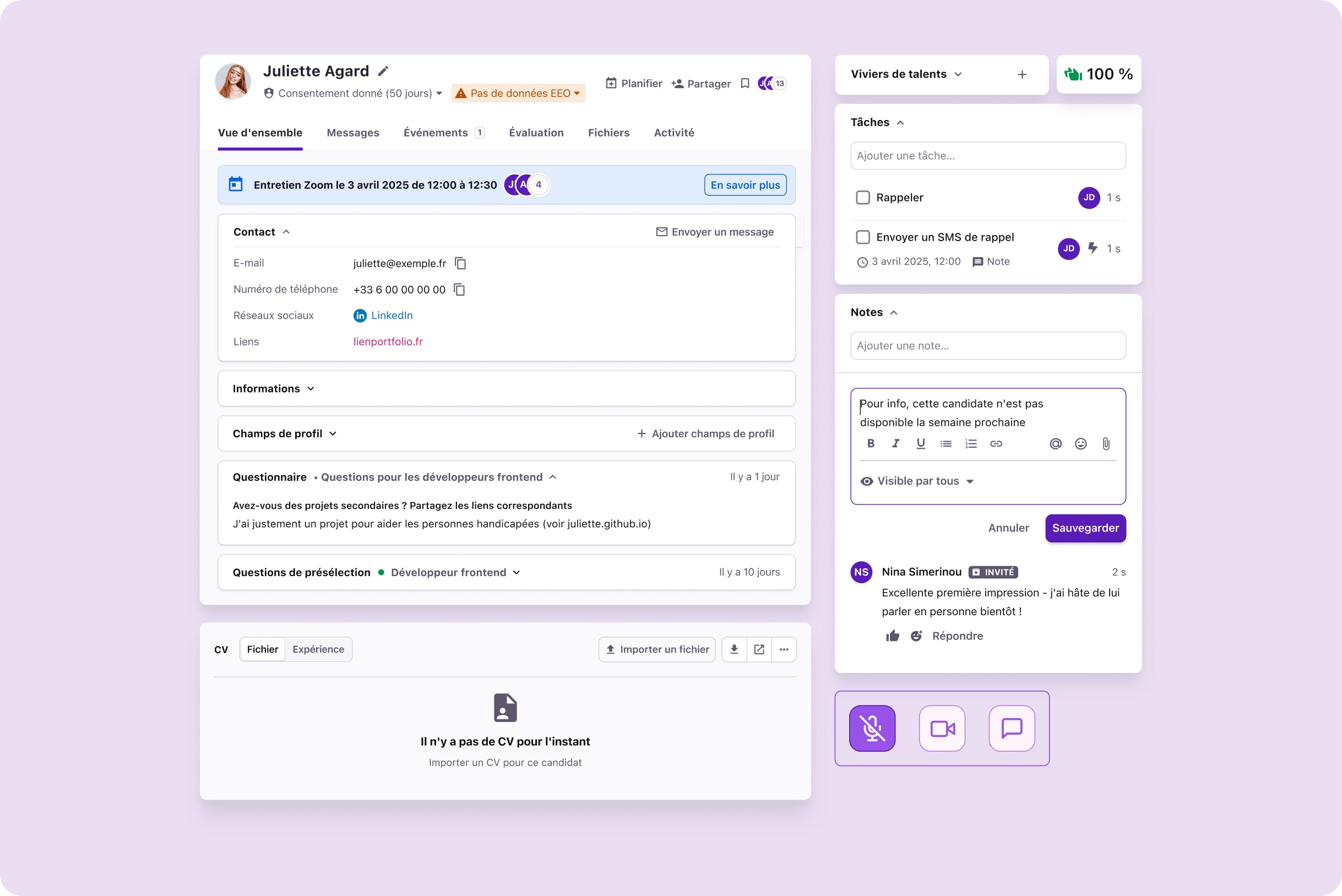 tellent interface