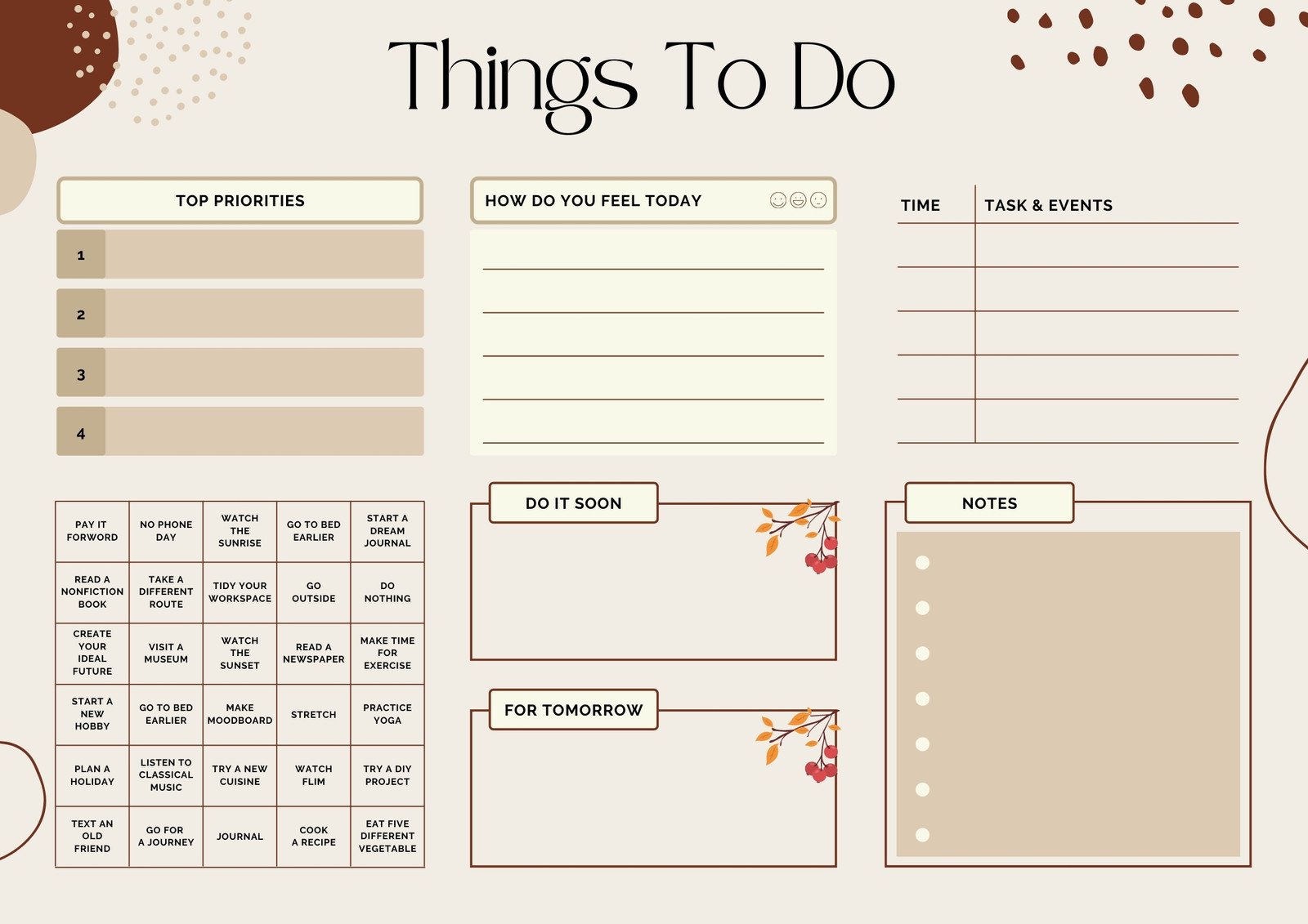 Canva to do list