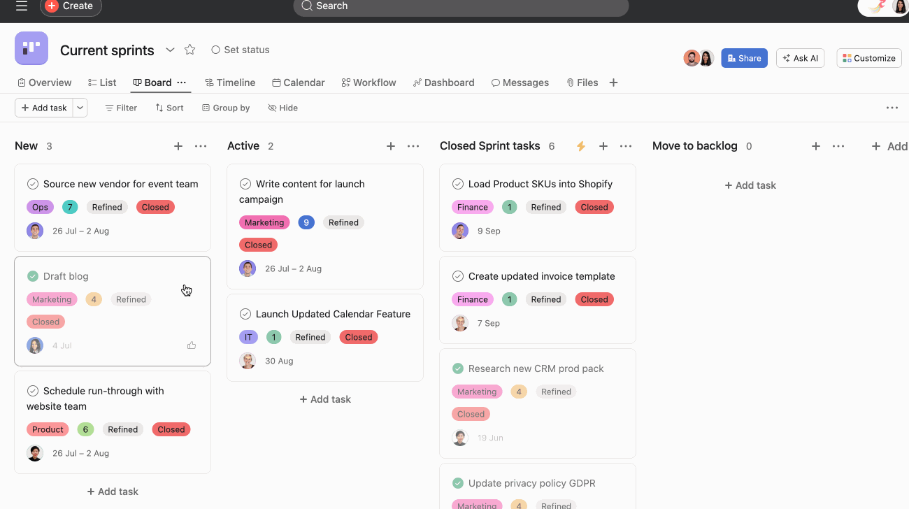 Asana sprint