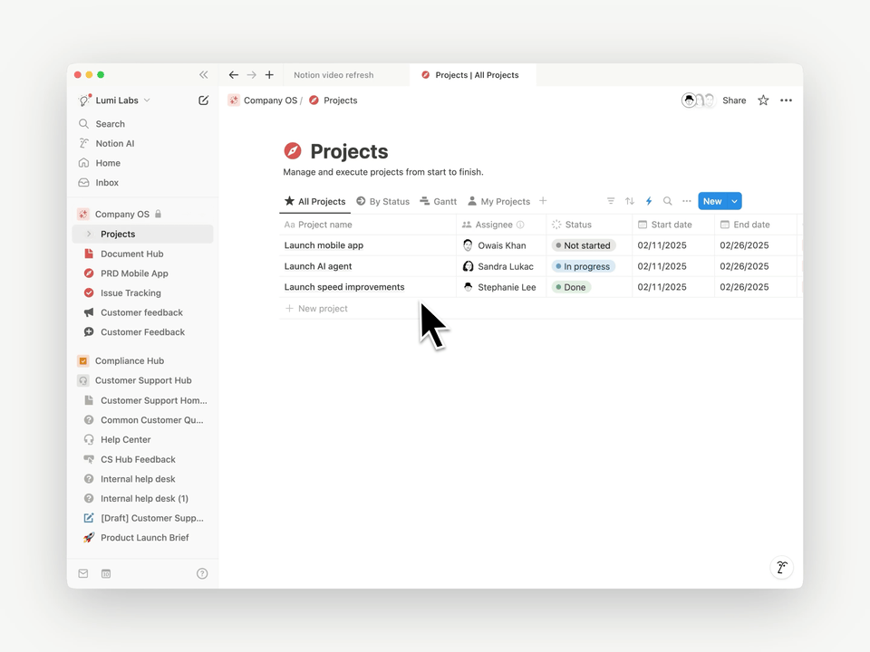 Notion interface