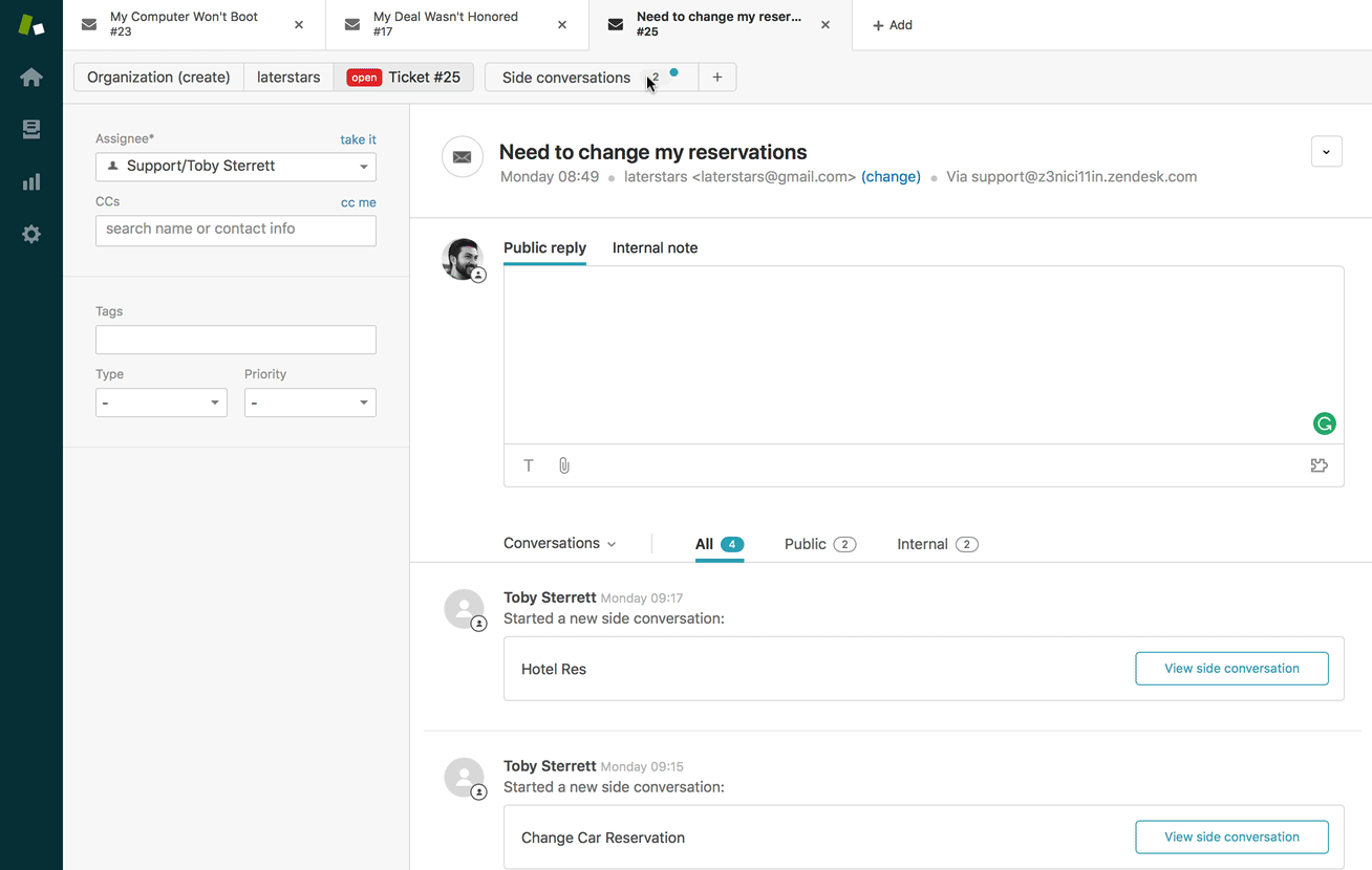 Zendesk dashboard