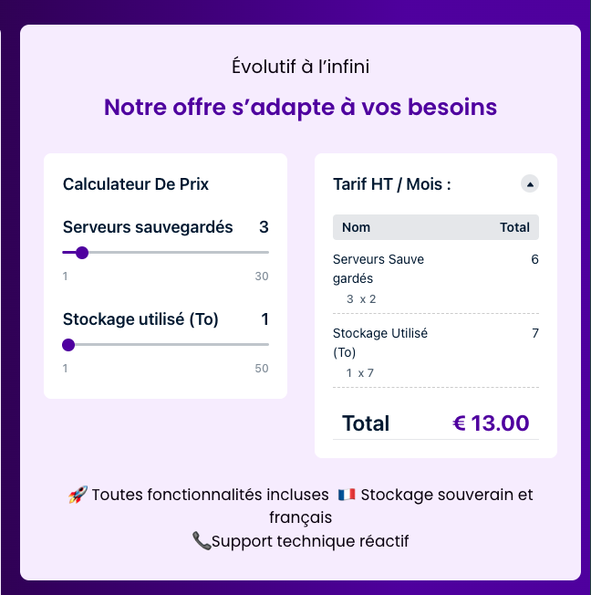 Datashelter calculateur
