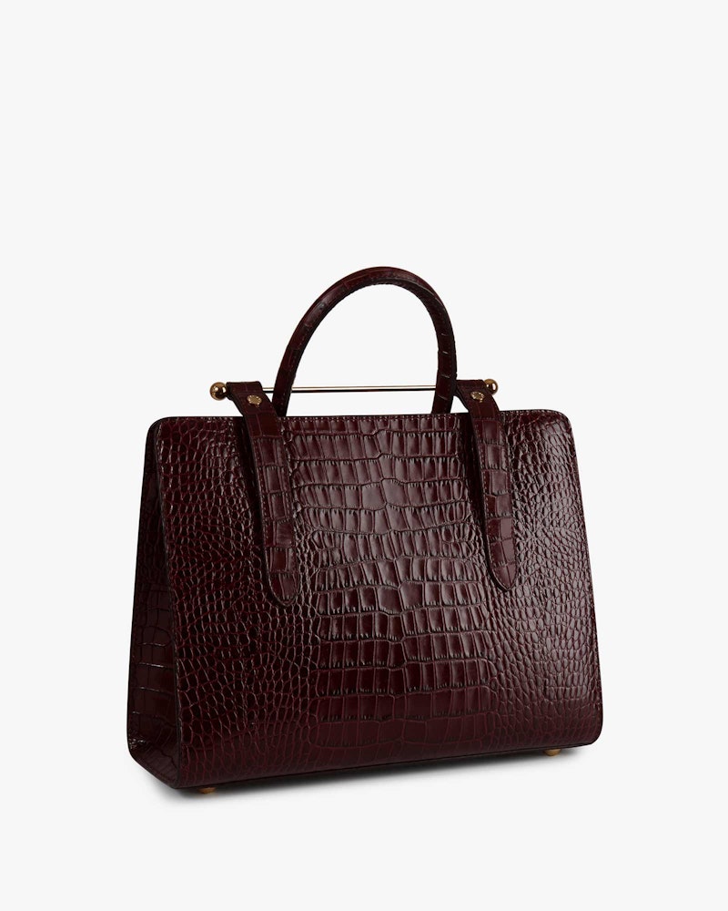 Strathberry - Midi Tote - Top Handle Leather Tote Bag - Burgundy