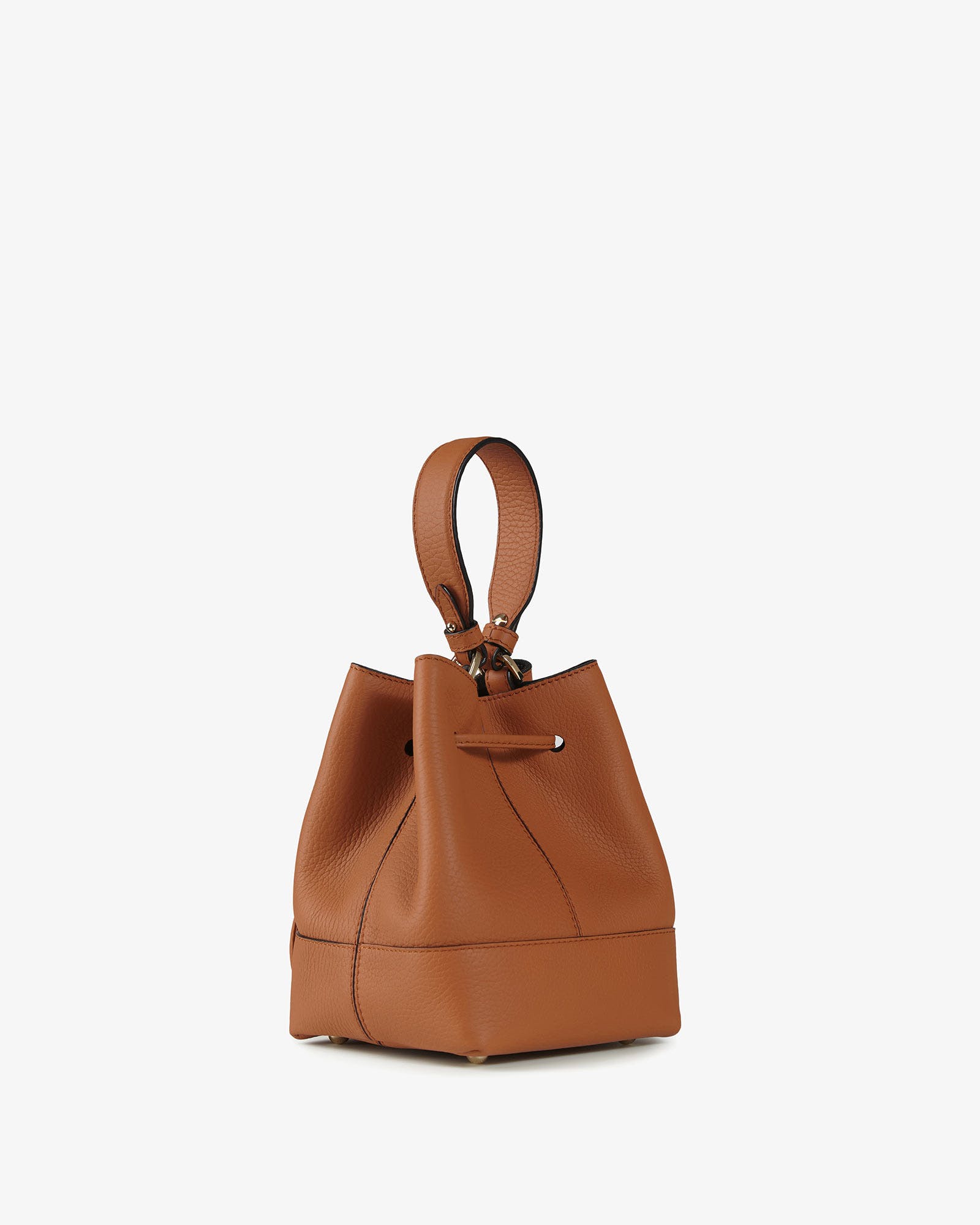 Strathberry Lana Osette Leather Mini Bucket Bag Tan