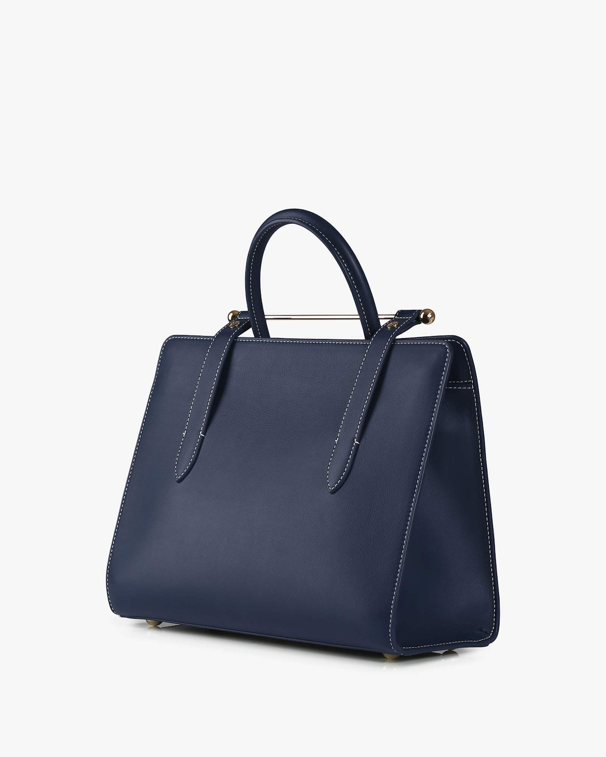 The Strathberry Midi Tote - Top Handle Leather Tote Bag - Navy ...