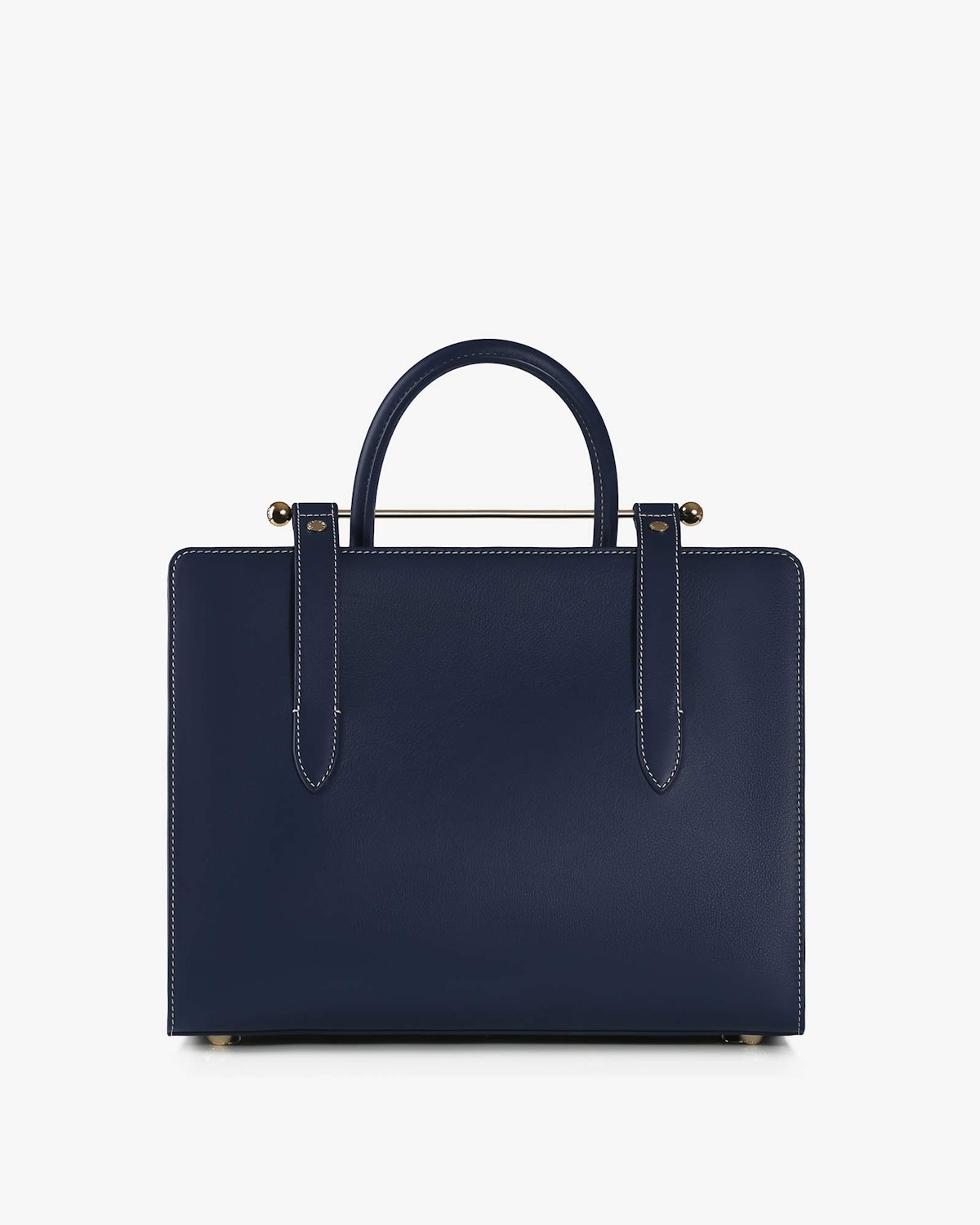The Strathberry Midi Tote - Top Handle Leather Tote Bag - Navy ...