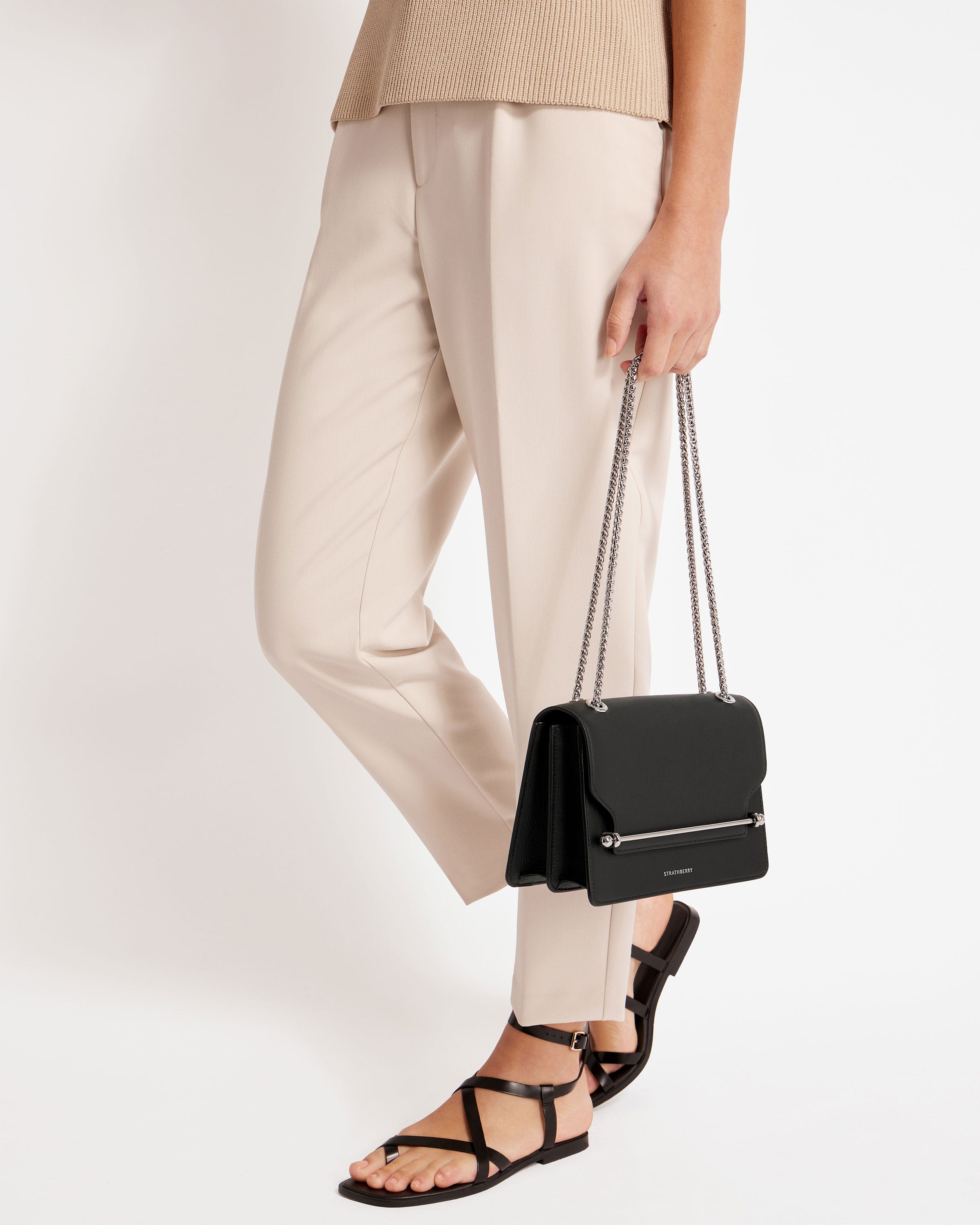 Strathberry - East/West - Crossbody Leather Handbag - Black