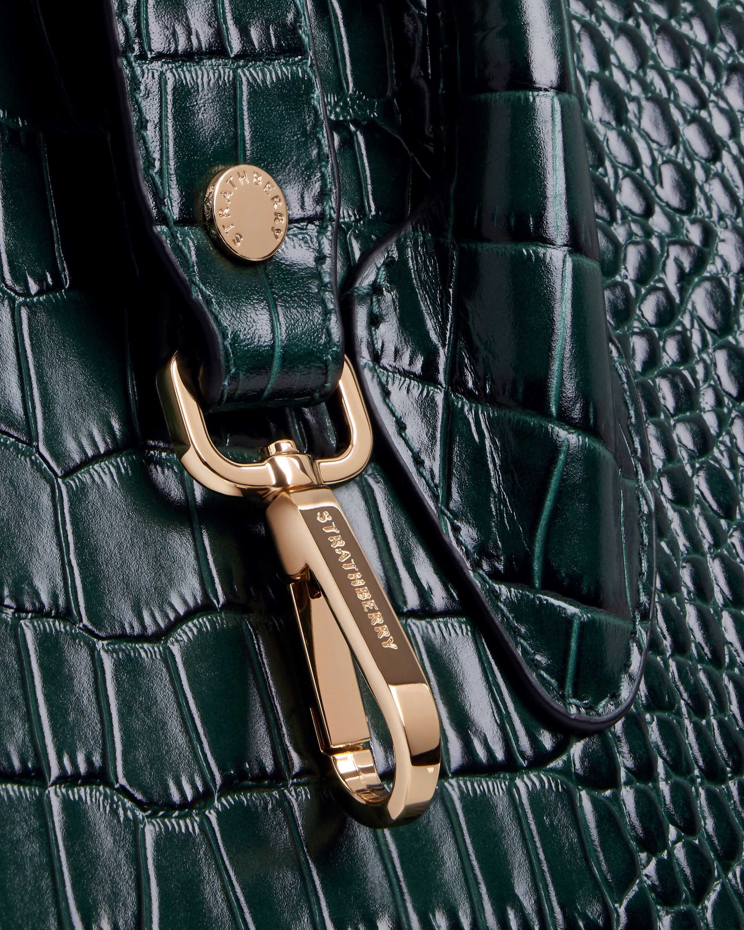 Strathberry - Midi Tote - Top Handle Leather Tote Bag - Green Strathberry - Midi Tote - Top Handle Leather Tote Bag - Green
