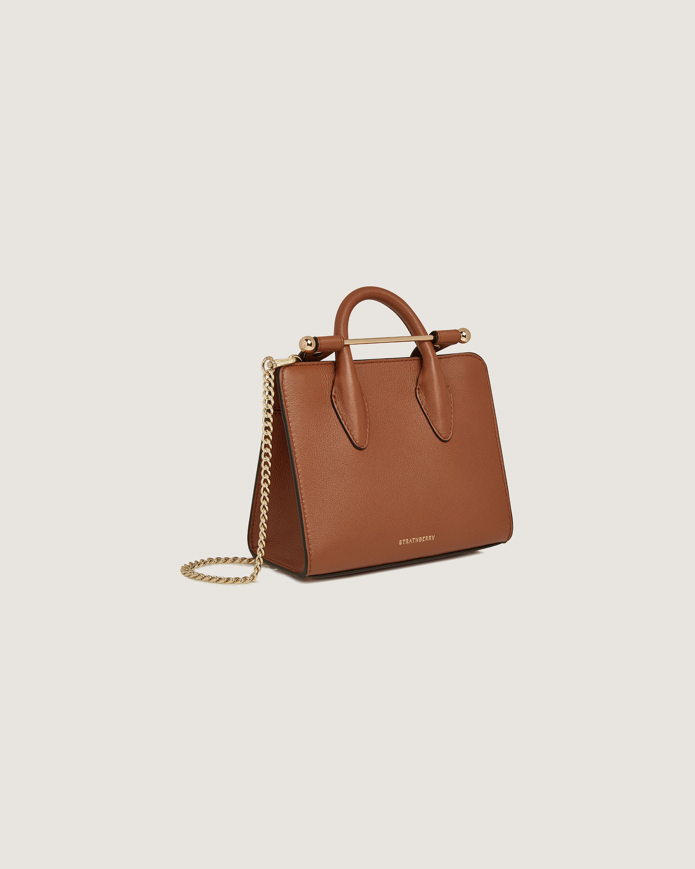STRATHBERRY ナノトート Strathberry - Nano Tote - Top Handle Leather Mini Tote Bag - Tan