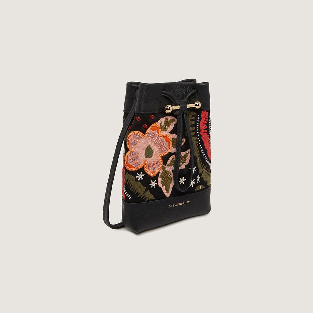 ストラスベリー - Osette Midi Pouch - 黒 / オレンジ