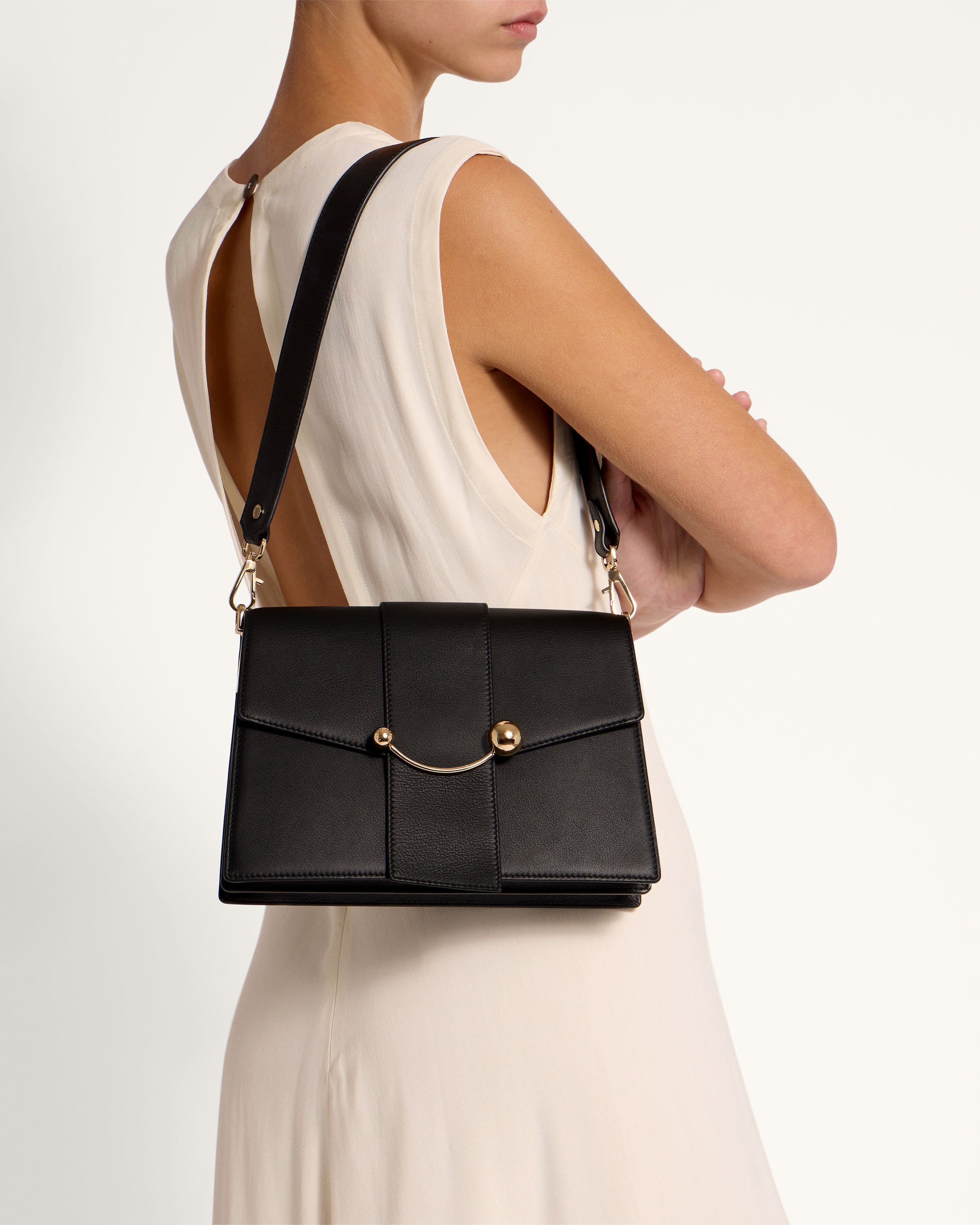 Strathberry - Crescent Shoulder - Leather Shoulder Bag - Black