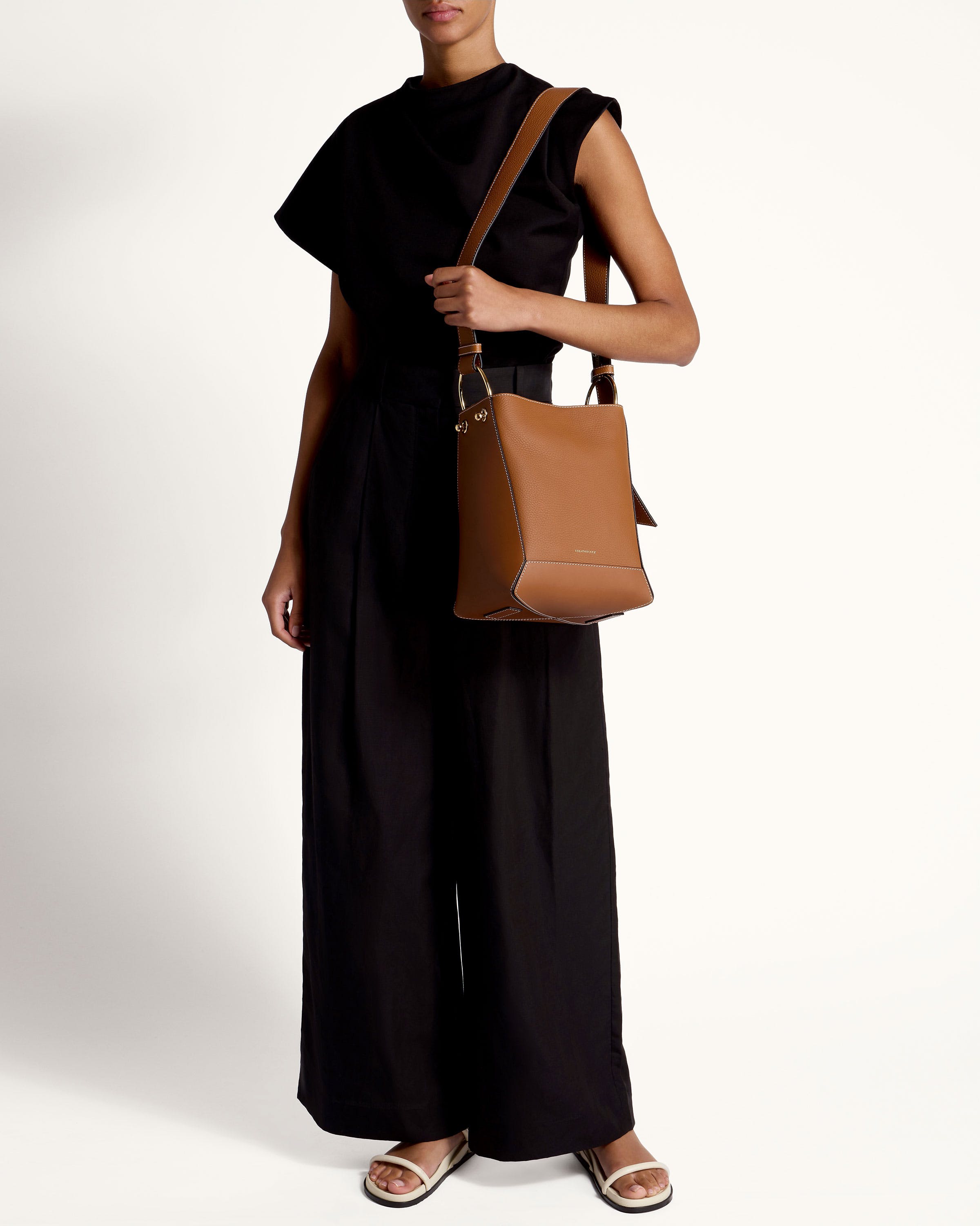 leather bucket bag ピンクS レザーバッグ本革 WHITE-MODERN-BUCKET-BAG-_-