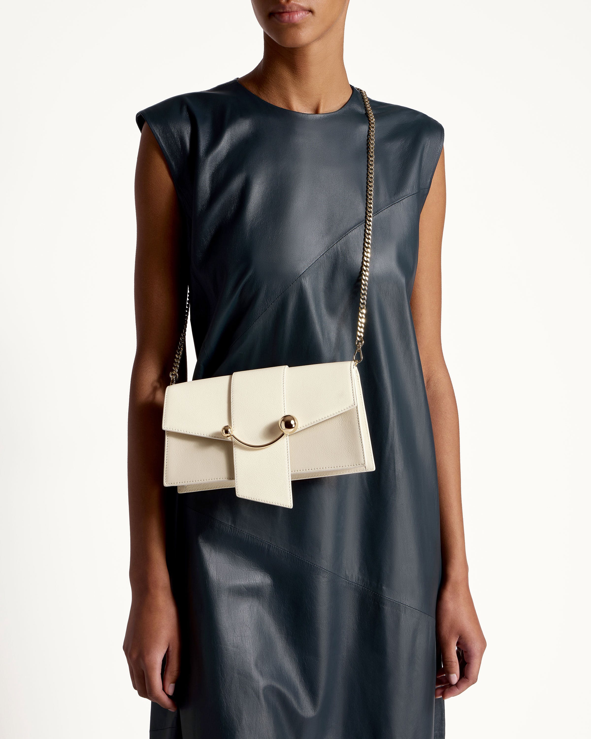 Strathberry - Mini Crescent - Leather Mini Shoulder Bag - Cream