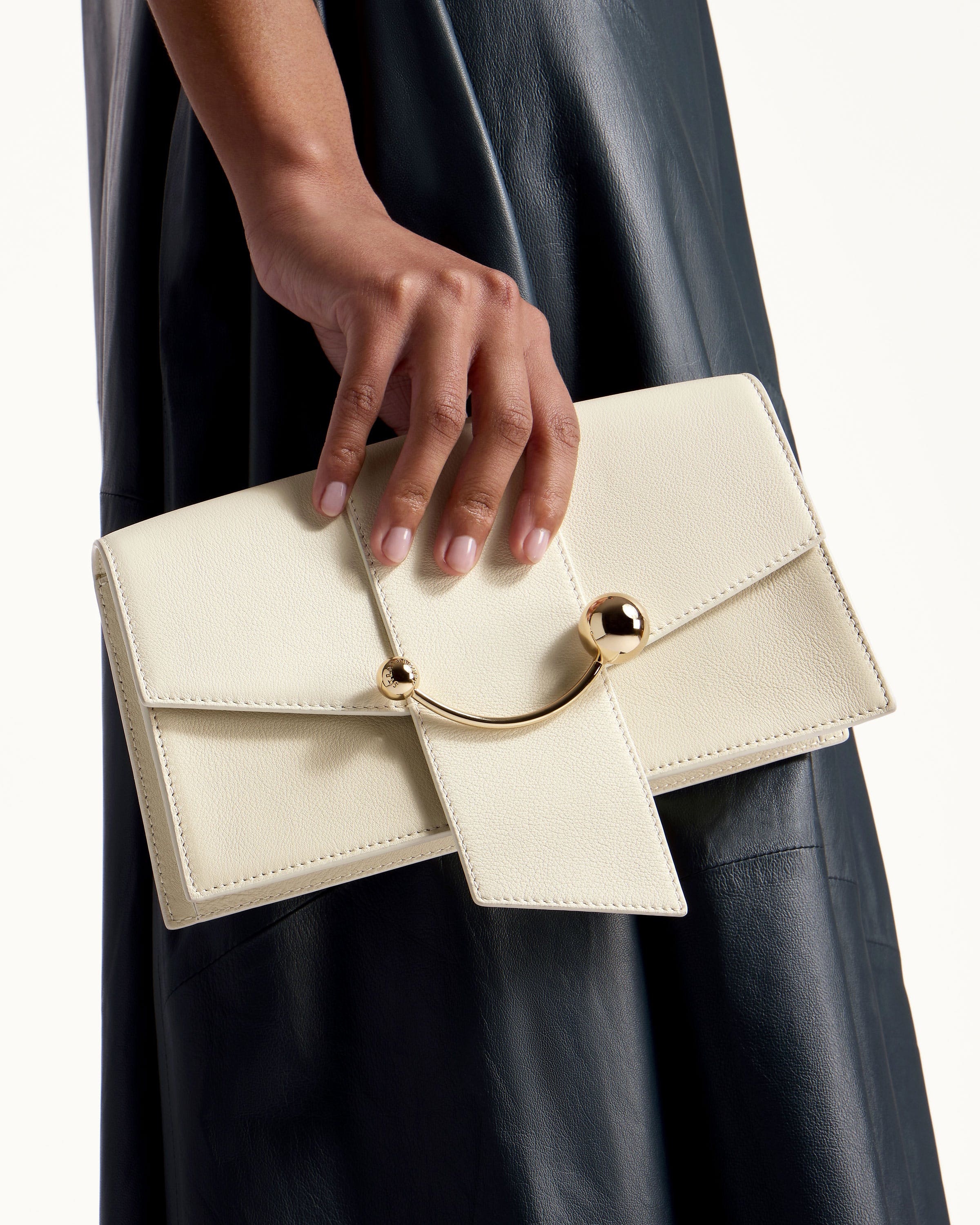 Strathberry - Mini Crescent - Leather Mini Shoulder Bag - Cream
