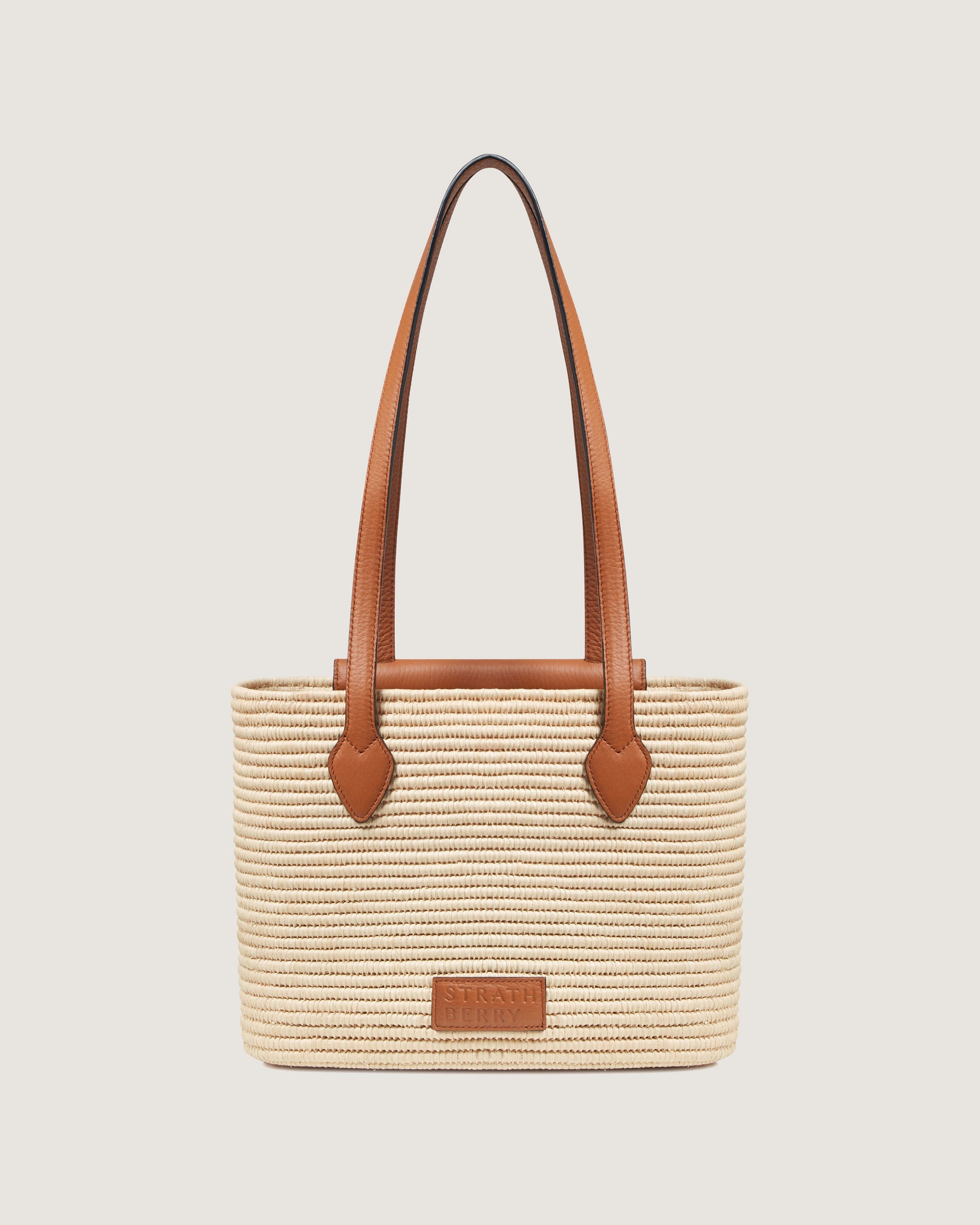【STRATHBERRY】レザーハンドル付き バスケットバッグ The ストラスベリー Basket (Small) - ナチュラルな色