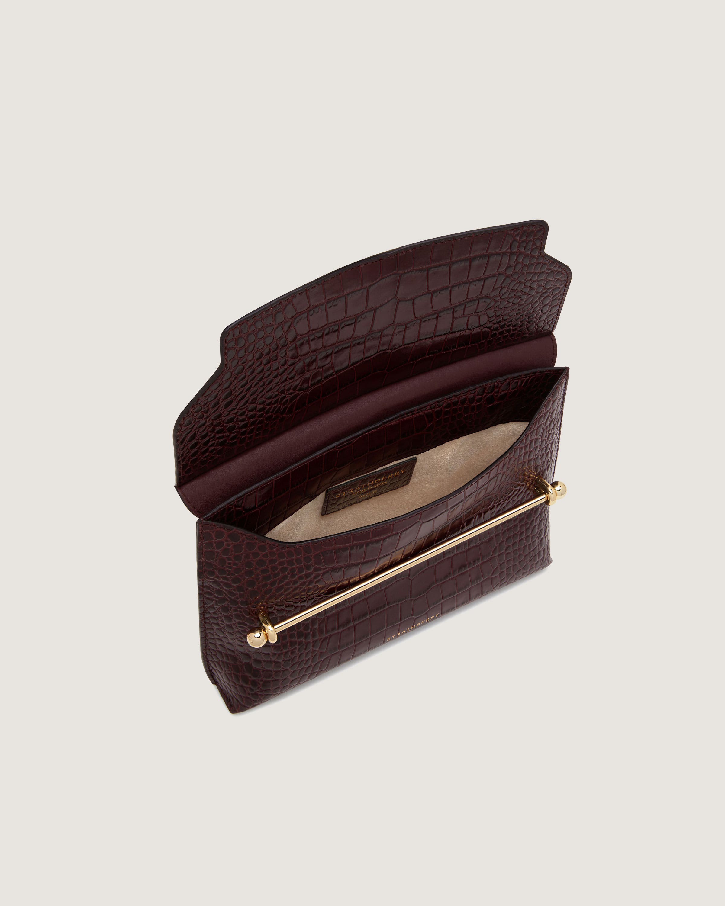 大人気【STRATHBERRY】STYLIST スタイリスト クロコ Strathberry - Stylist - Crossbody Leather Clutch - Tan