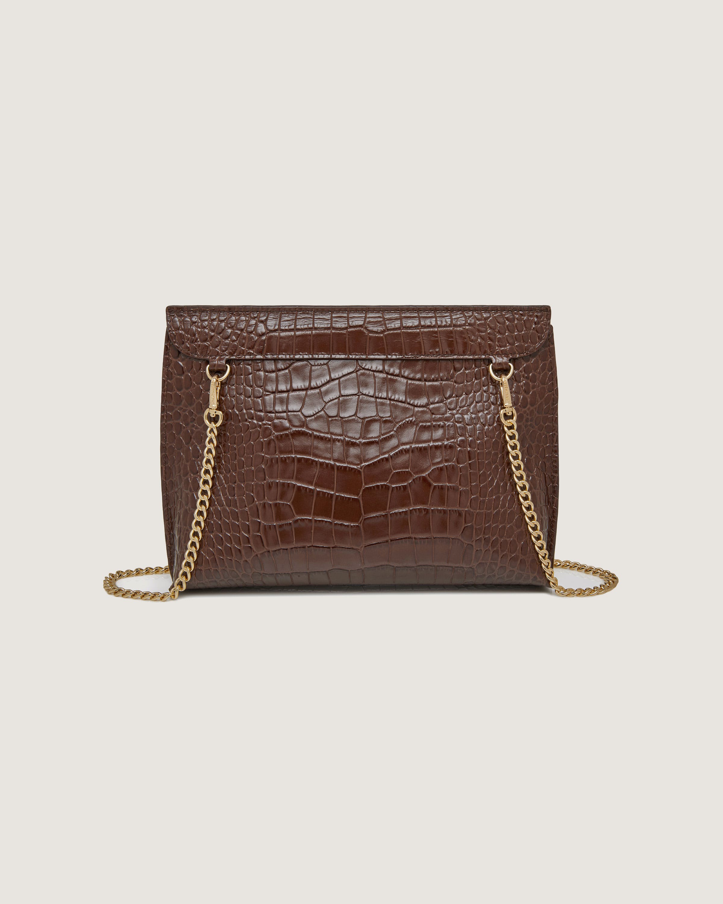 大人気【STRATHBERRY】STYLIST スタイリスト クロコ Strathberry - Stylist - Crossbody Leather Clutch - Brown